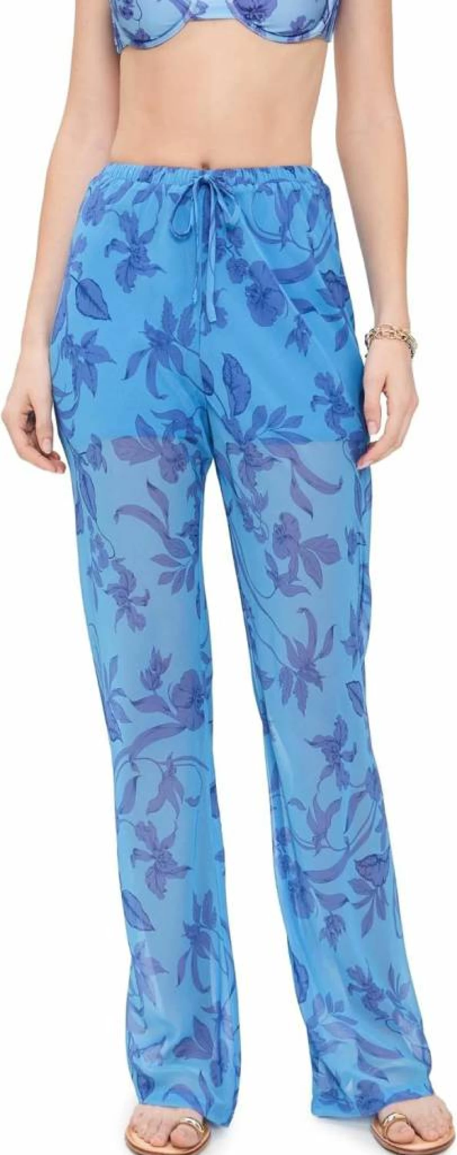 MINKPINK Women's Jeanne High-Waisted Drawstring Linen Pants - Casual Wide Leg Beach Trousers