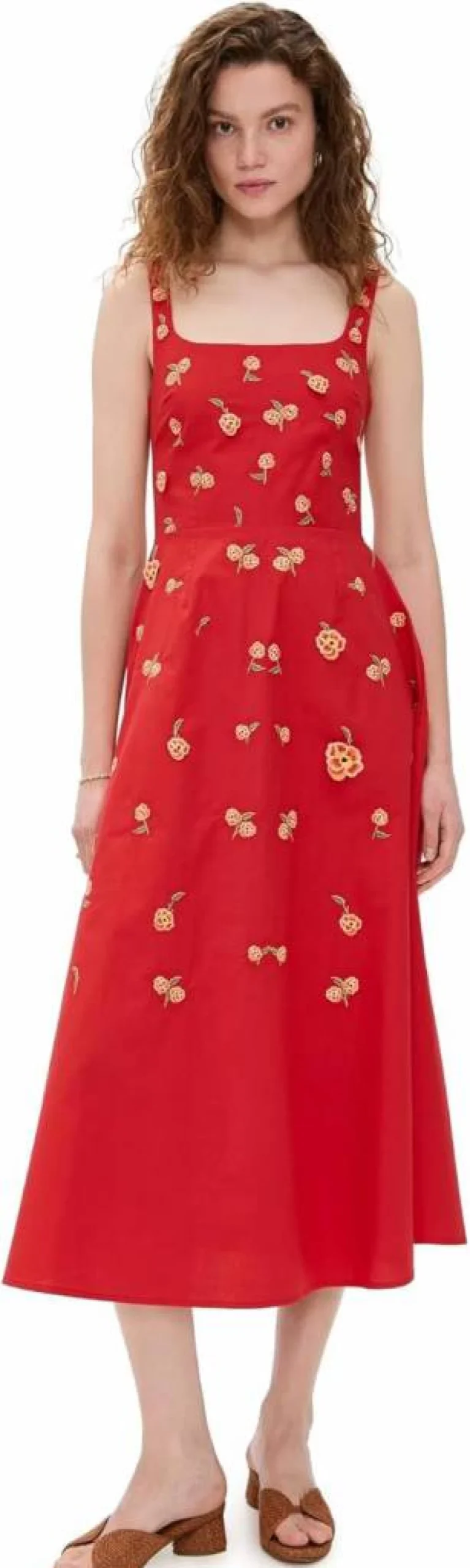 FANM MON Women's Amaracia Dress - Elegant Flowy Summer Dress with V-Neck and Floral Print