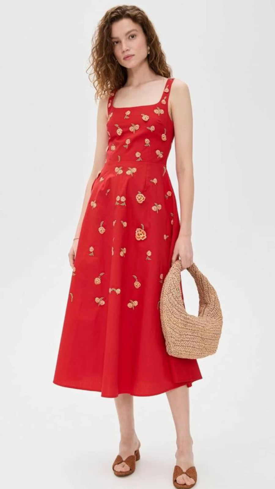 FANM MON Women's Amaracia Dress - Elegant Flowy Summer Dress with V-Neck and Floral Print