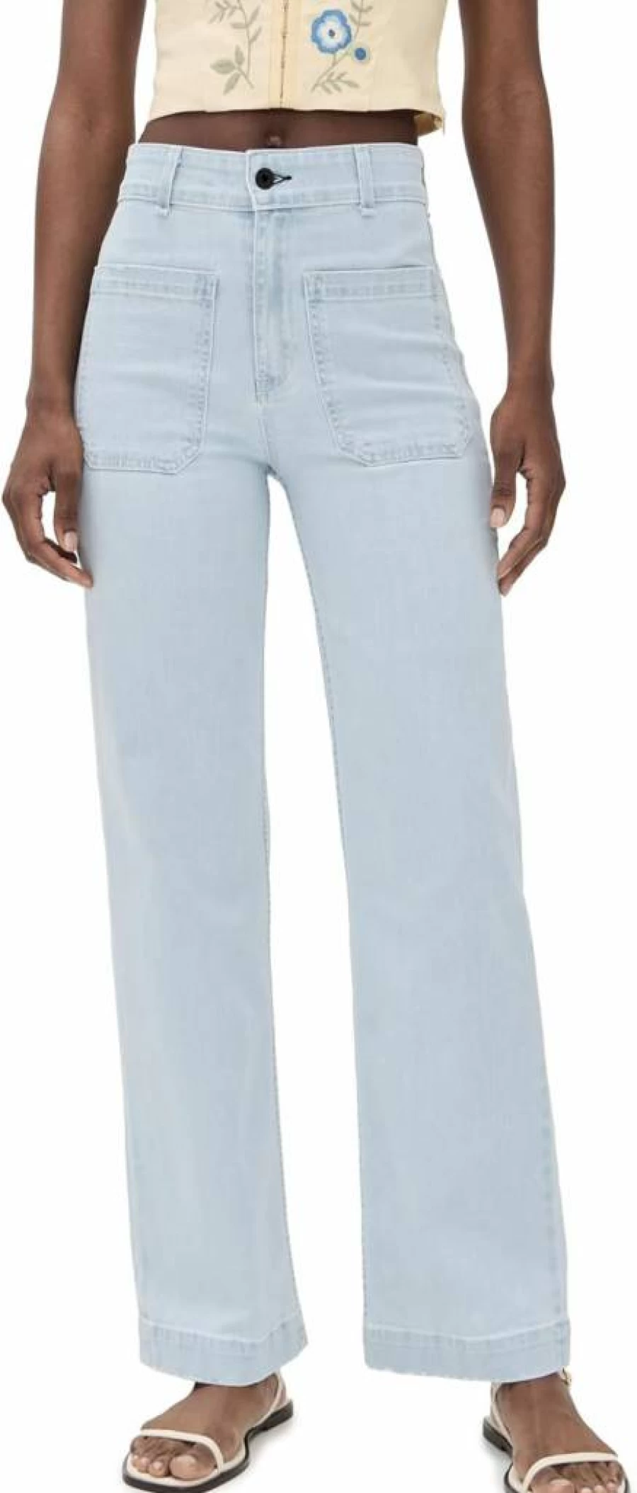ASKK NY High Waisted Women's Sailor Pants - Trendy Vintage Wide Leg Trousers for Women