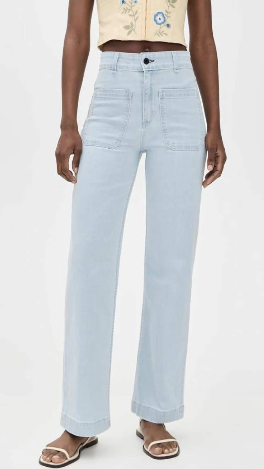 ASKK NY High Waisted Women's Sailor Pants - Trendy Vintage Wide Leg Trousers for Women