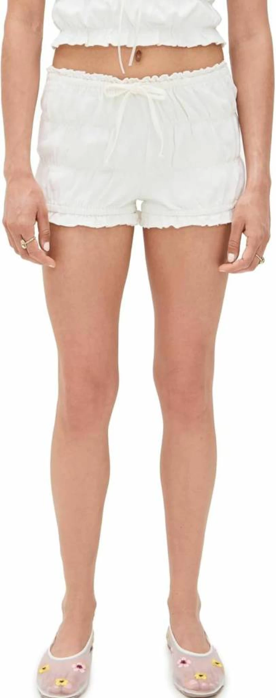 Bailey Rose Women's Smocked High-Waisted Shorts - Comfortable Summer Casual Denim Shorts