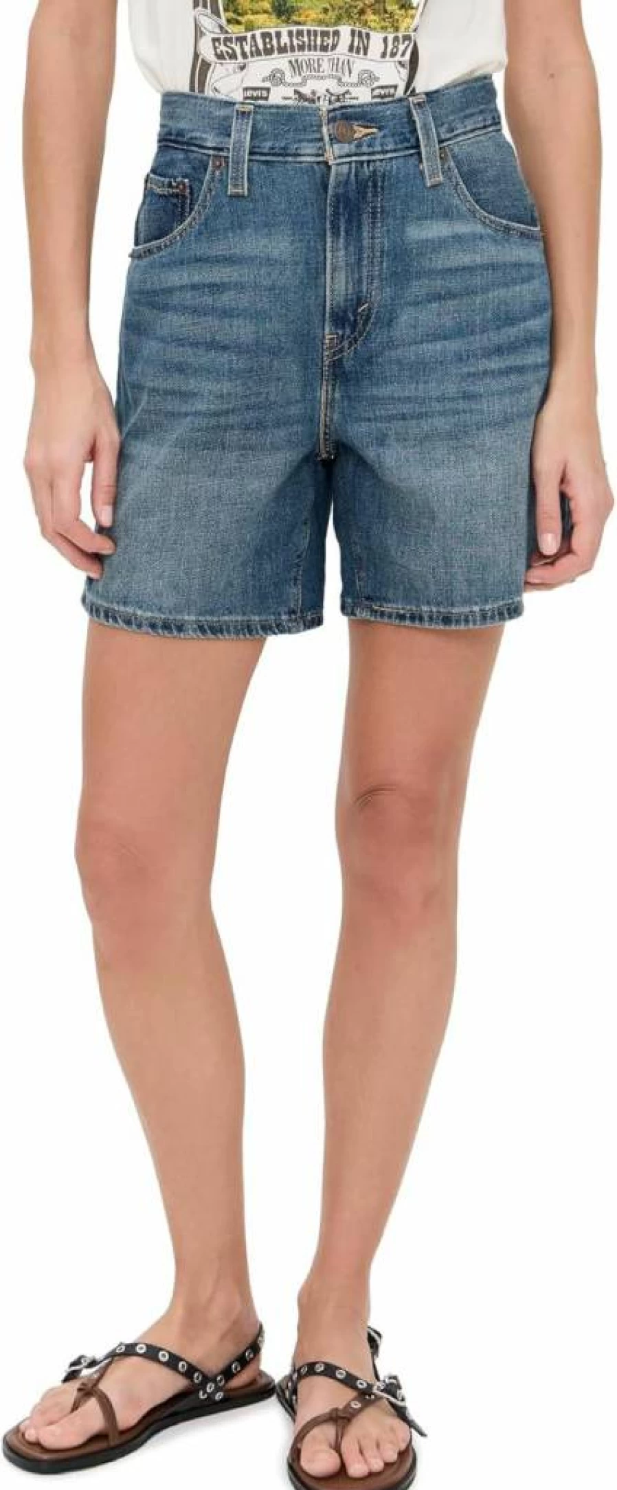 Levi's Women's High Waisted Baggy Denim Shorts - Retro Loose Fit Comfortable Casual Style