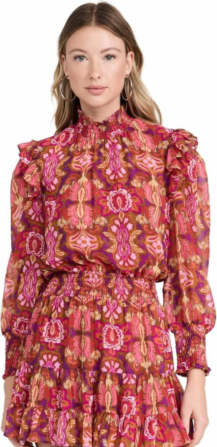 Misa Women's Gianna Dress - Elegant Flowy Summer Dress with V-Neck and Floral Print