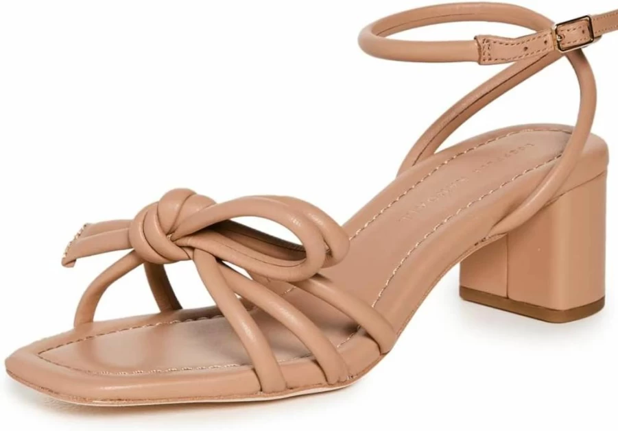 Loeffler Randall Mikel Leather Bow Sandals for Women - Mid Heel Dress Shoes