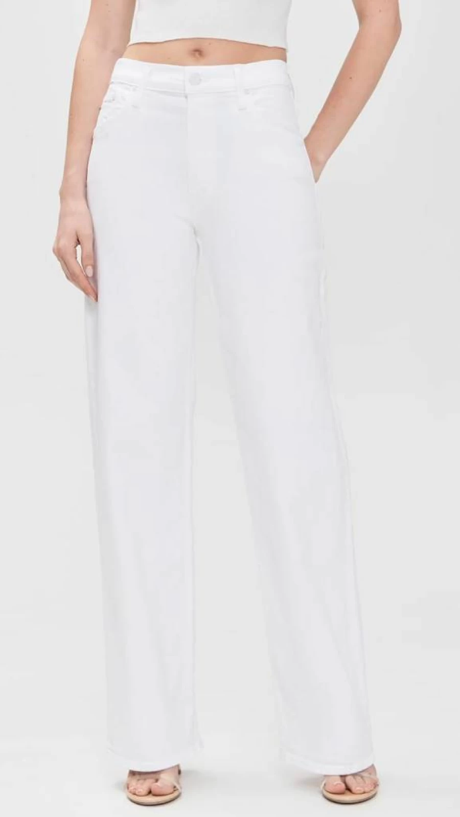 MOTHER Women's Spinner Zip-Up Sneaker Jeans - High-Waisted Denim Pants with Side Zipper Detail