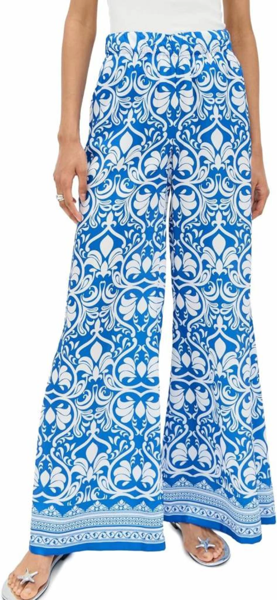 Alice + Olivia Women's Keegan High-Waisted Pull-On Wide Leg Pants - Comfortable Stretch Fabric Casual & Chic Trousers