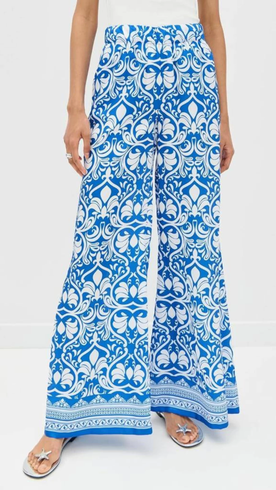 Alice + Olivia Women's Keegan High-Waisted Pull-On Wide Leg Pants - Comfortable Stretch Fabric Casual & Chic Trousers