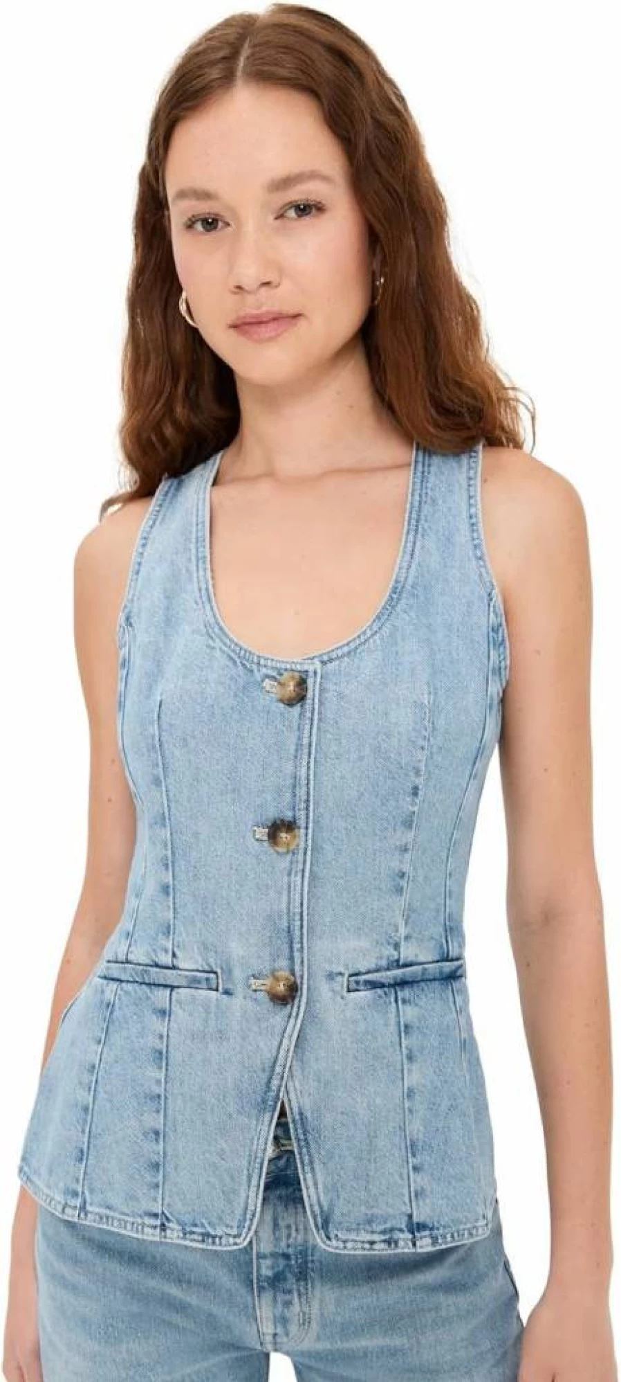 Madewell Women's Edmonson Wash Denim Vest Scoop Neck Casual Top