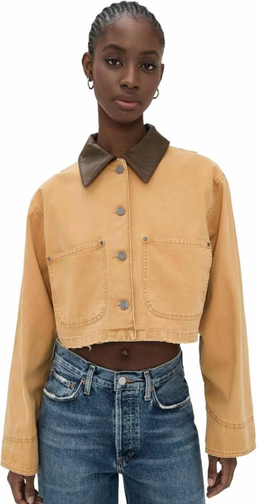 AFRM Women's Cropped Workwear Jacket - Stylish Wrenley Denim Jacket for Women