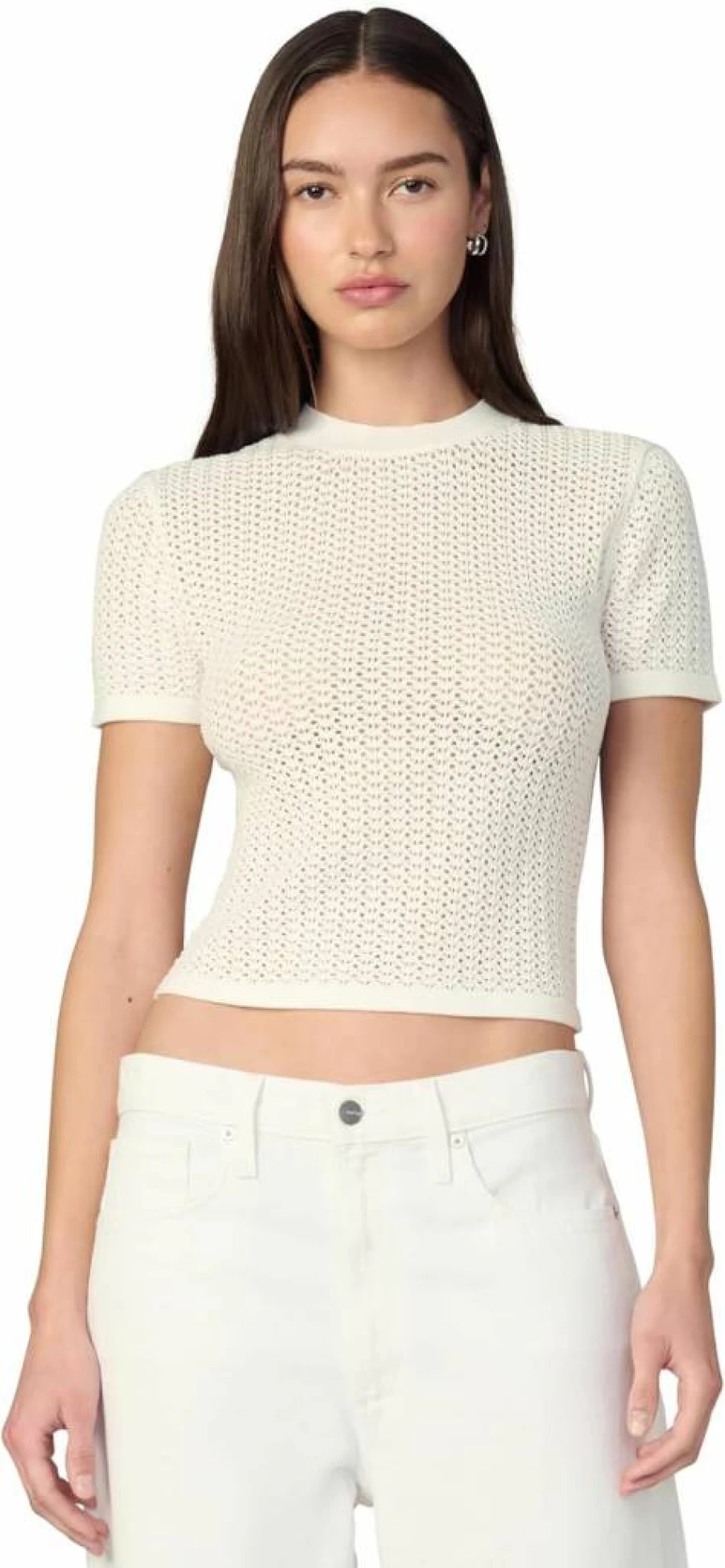 Joe's Women's Crochet Baby Tee - Soft Yarn Feminine Top
