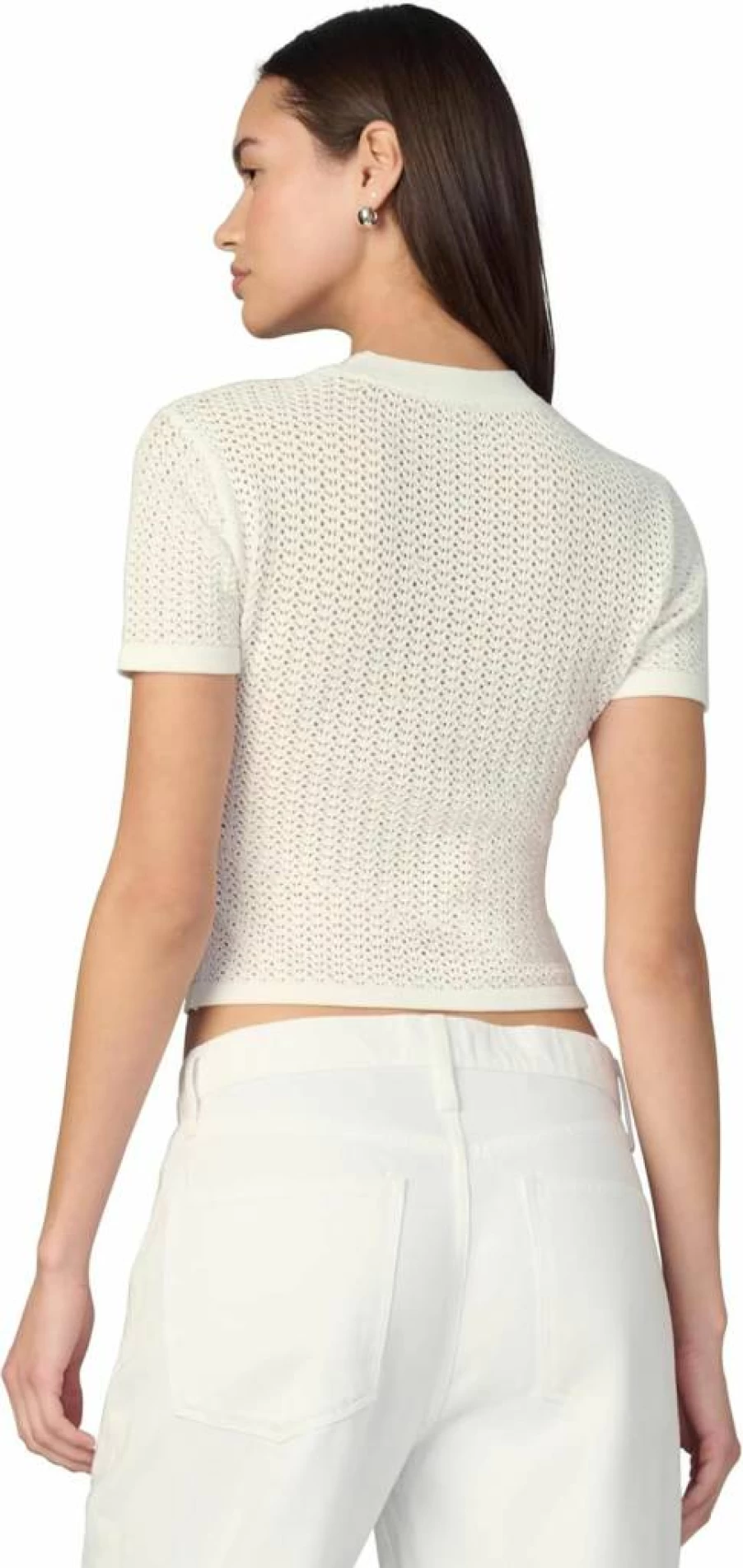 Joe's Women's Crochet Baby Tee - Soft Yarn Feminine Top