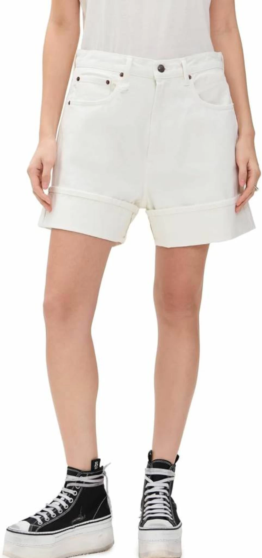R13 Women's Nina Denim Shorts - Vintage High Waisted Distressed Jeans Shorts