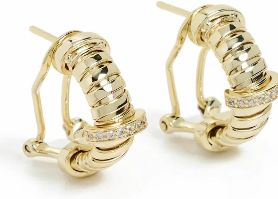 ADINA EDEN Women's Sparkling Pave Accented Wide Open Hoop Earrings - Elegant Gold/Silver Fashion Jewelry