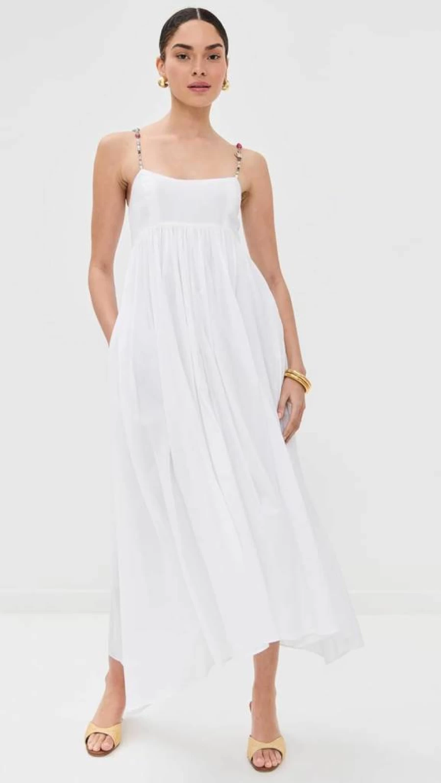 Azeeza Women's Rachel Midi Dress - Elegant Flowy A-Line Summer Dress with V-Neck and Short Sleeves