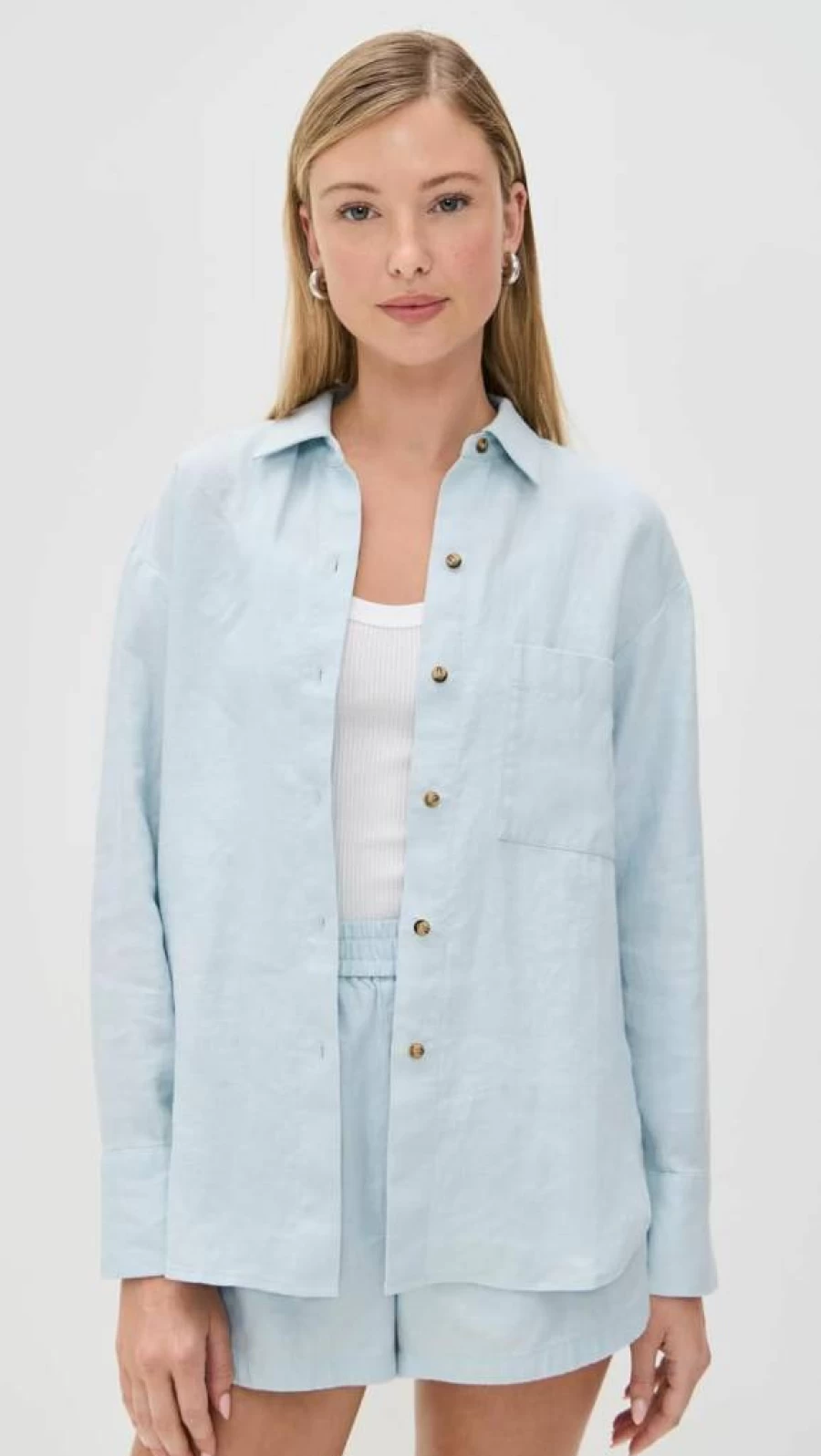 LE BOP Women's Estelle Shirt - Classic Casual Button-Down Top for Women