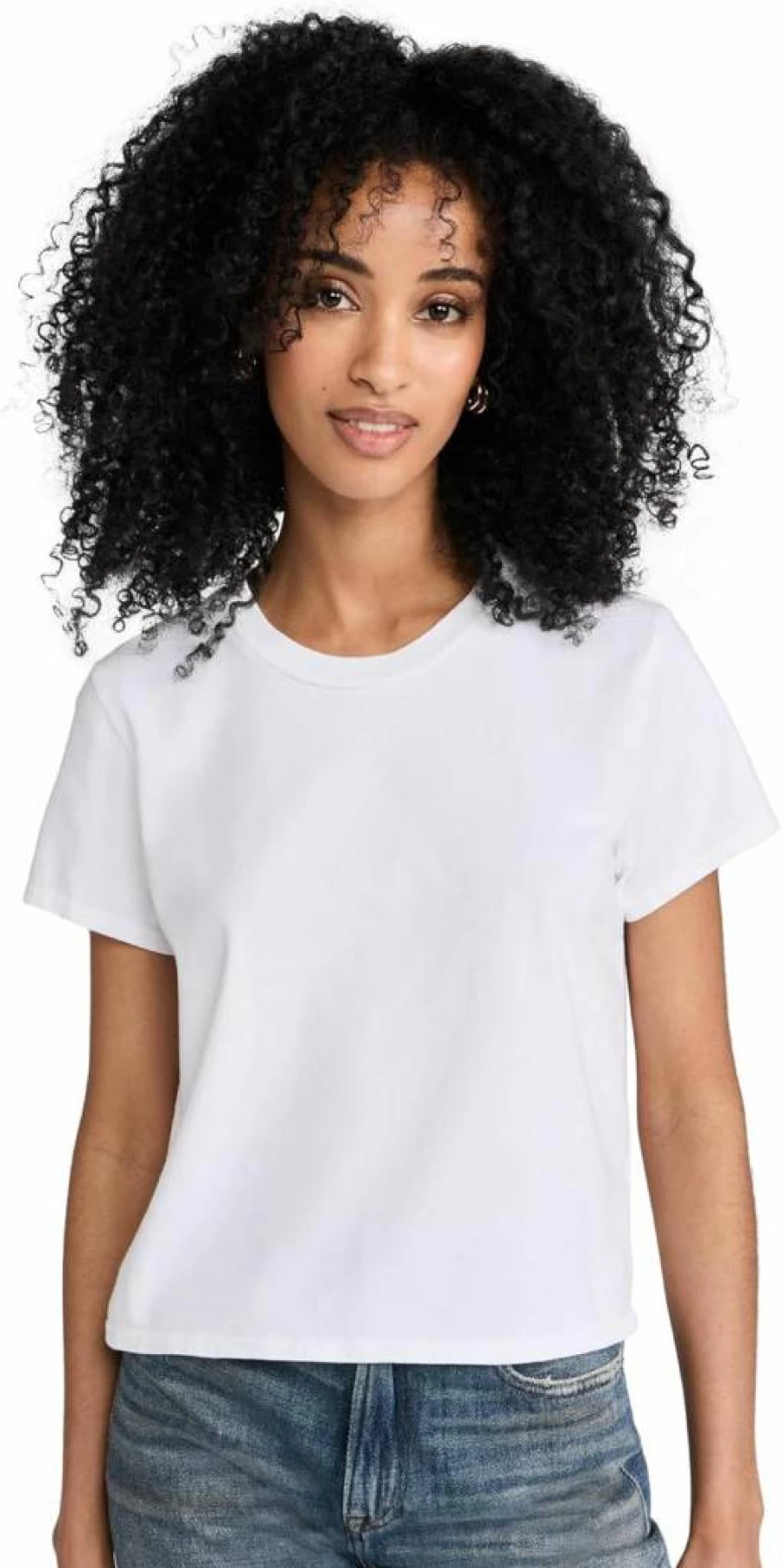 PerfectWhiteTee Women's Supima Cotton Short Sleeve Baby Tee - Soft Classic White T-Shirt