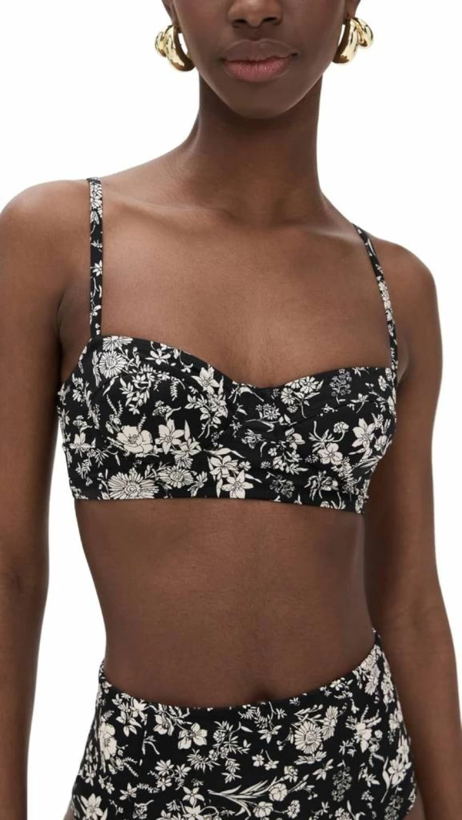 Ulla Johnson Zahara Bikini Top for Women - Floral Lace Bra Cup Swimwear