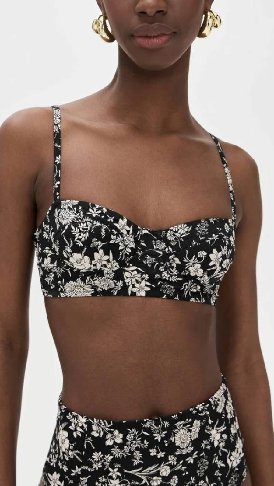 Ulla Johnson Zahara Bikini Top for Women - Floral Lace Bra Cup Swimwear