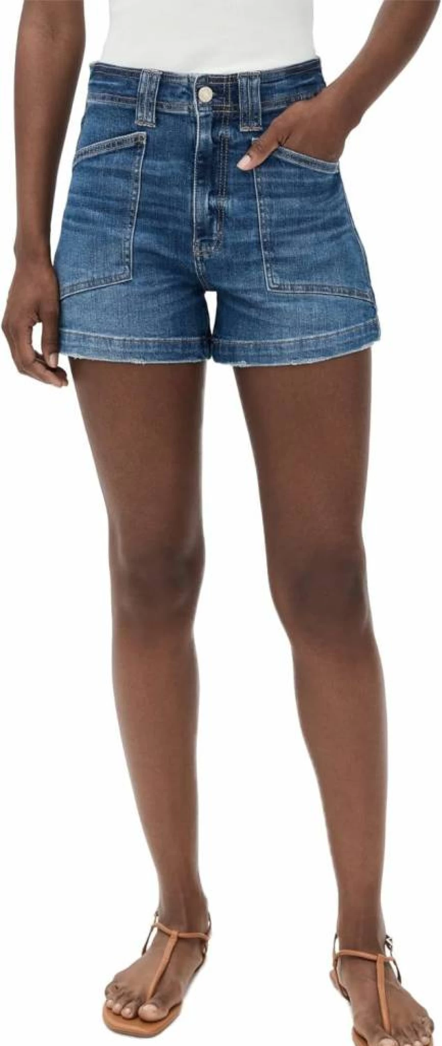 DAZE Women's High Waisted Denim Shorts - Vintage Valley Girl Style Distressed Denim Cutoffs