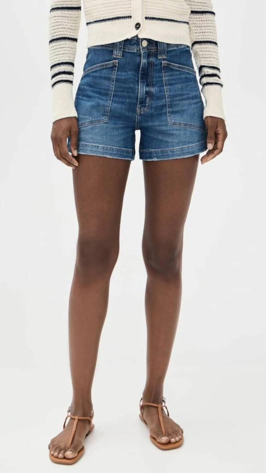 DAZE Women's High Waisted Denim Shorts - Vintage Valley Girl Style Distressed Denim Cutoffs