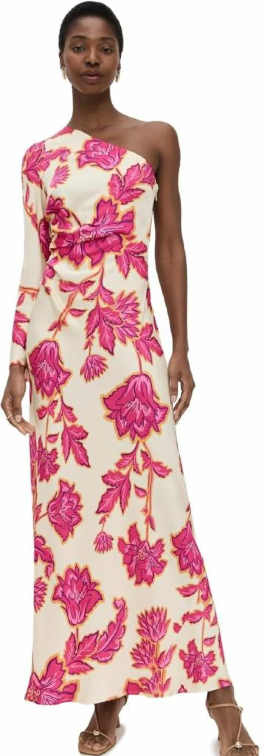 Kivari Women's Rhia One Sleeve Maxi Dress - Elegant Long Sleeve Evening Gown for Special Occasions