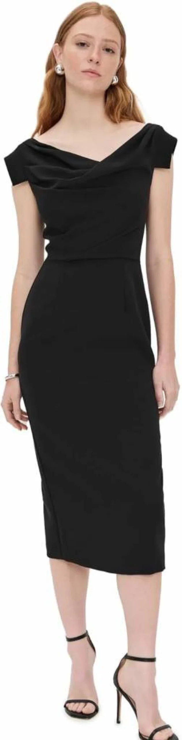 Black Halo Jacqueline Midi Dress for Women - Elegant Knee-Length Cocktail Dress