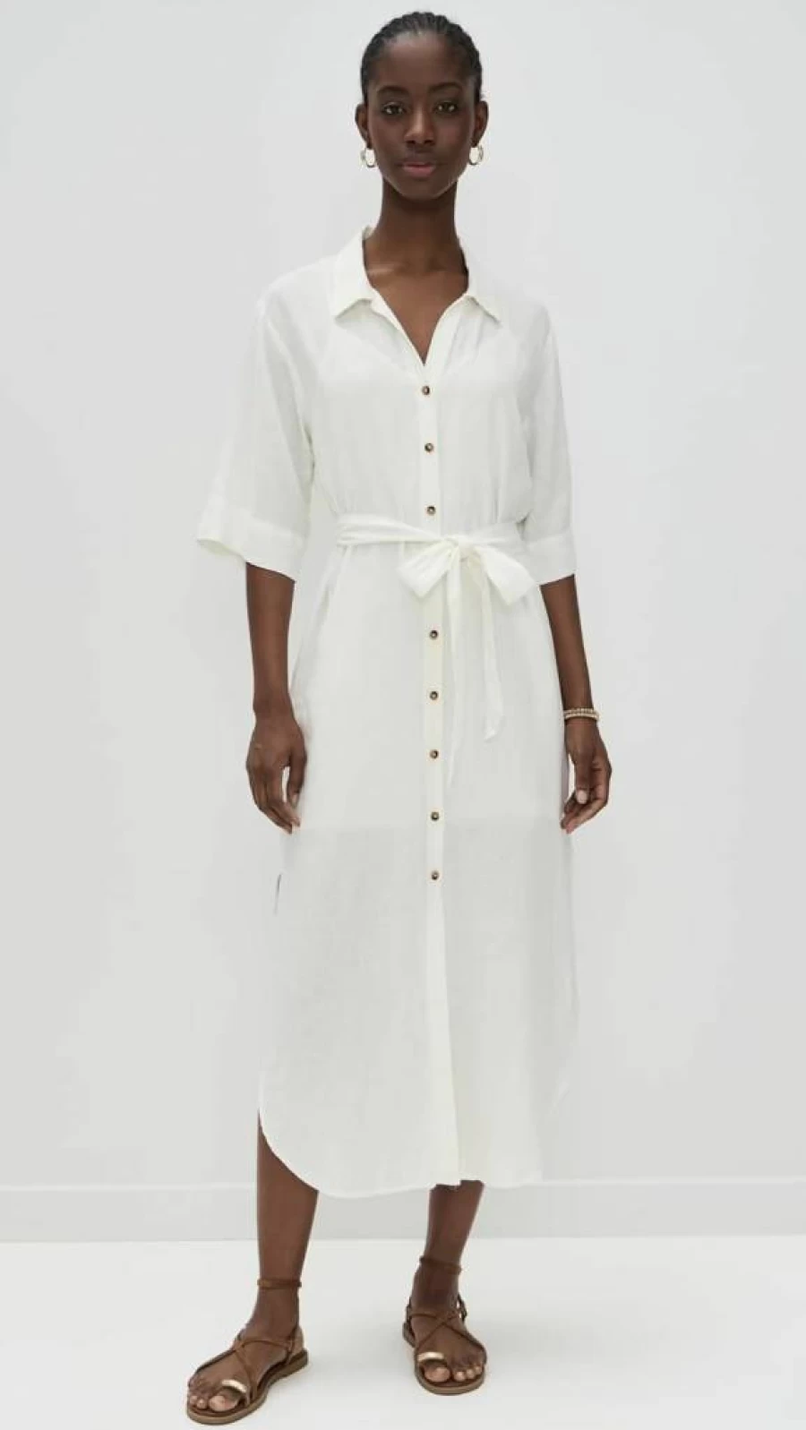 Z SUPPLY Women's Brise Linen Midi Dress - Breathable Summer Casual Dress