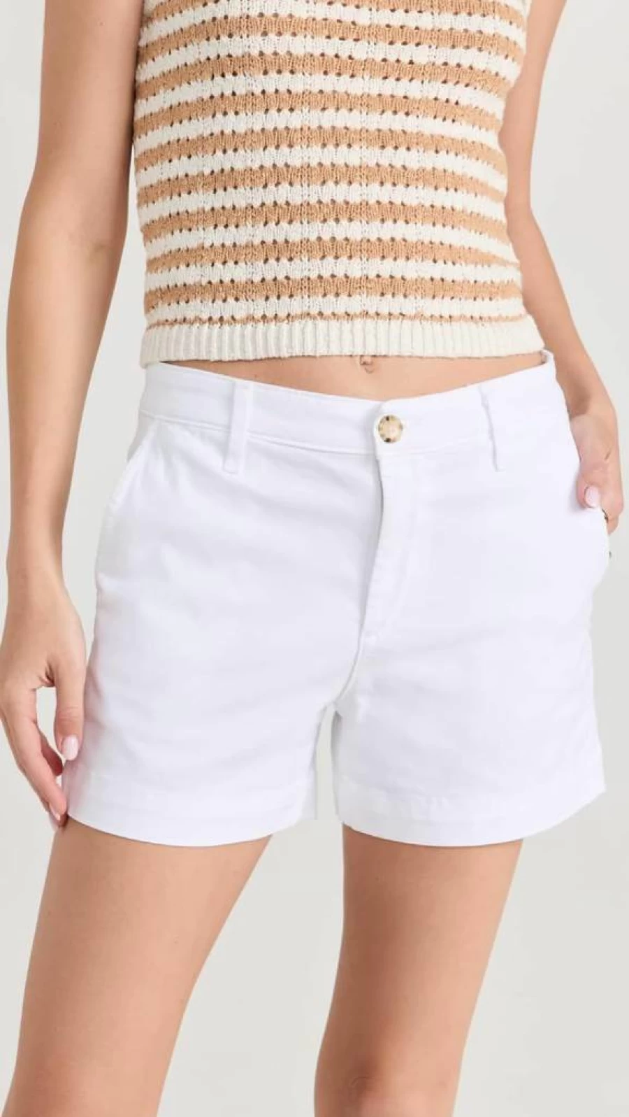 AG Adriano Goldschmied Women's Caden Denim Shorts - High-Waisted Classic Fit Distressed Blue Jeans Shorts