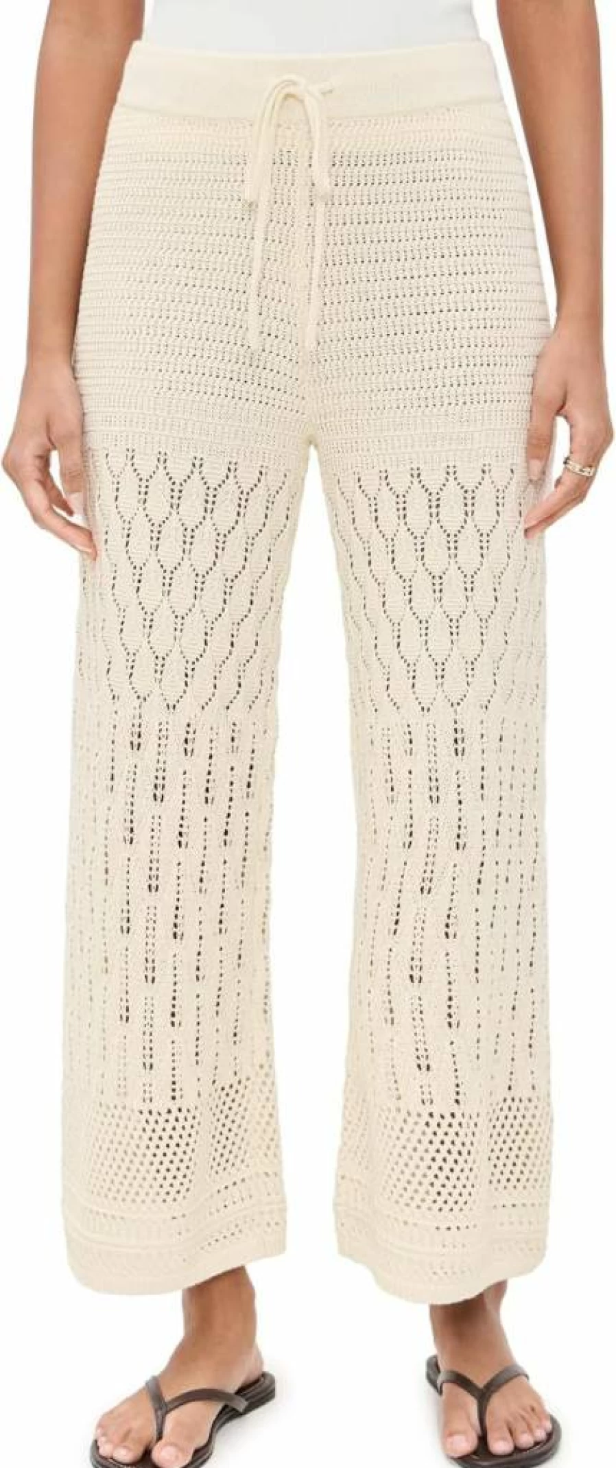 Z SUPPLY Women's Adia Crochet Pants | Boho Lace Summer Wide Leg Trousers