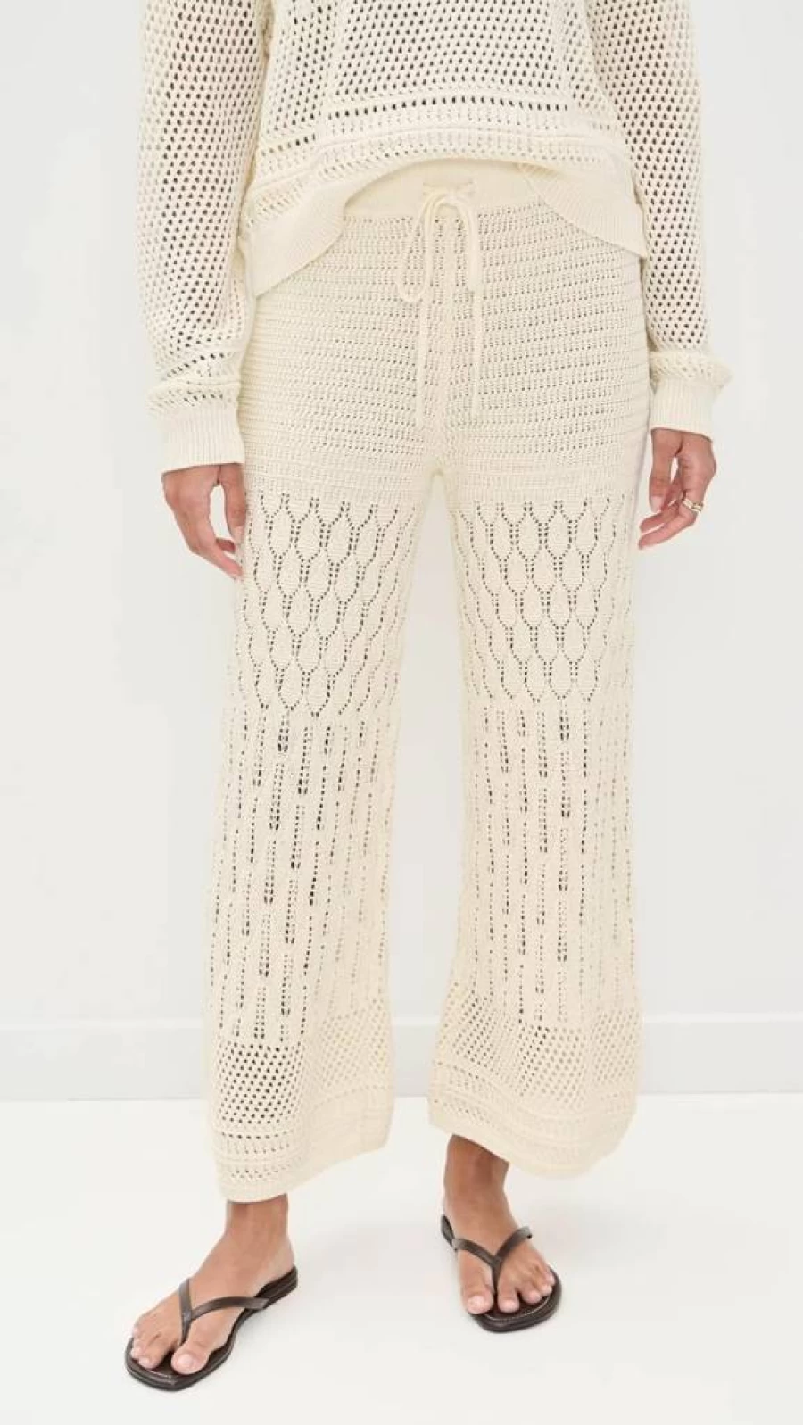 Z SUPPLY Women's Adia Crochet Pants | Boho Lace Summer Wide Leg Trousers