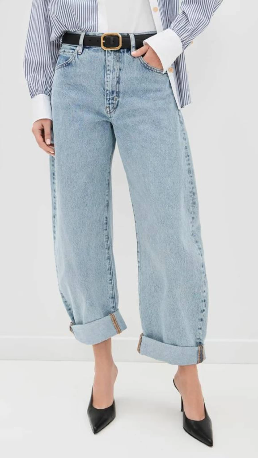 FRAME Women's The Bubble Jeans - High-Waisted Distressed Denim with Stretch