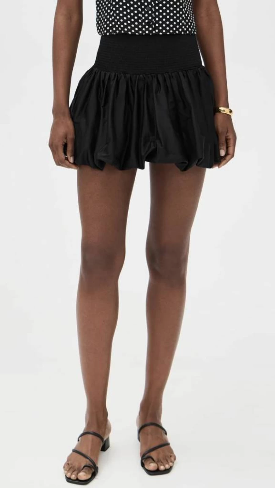 Alice + Olivia Arden Drop Waist Smocked Mini Skirt with Bubble Hem for Women