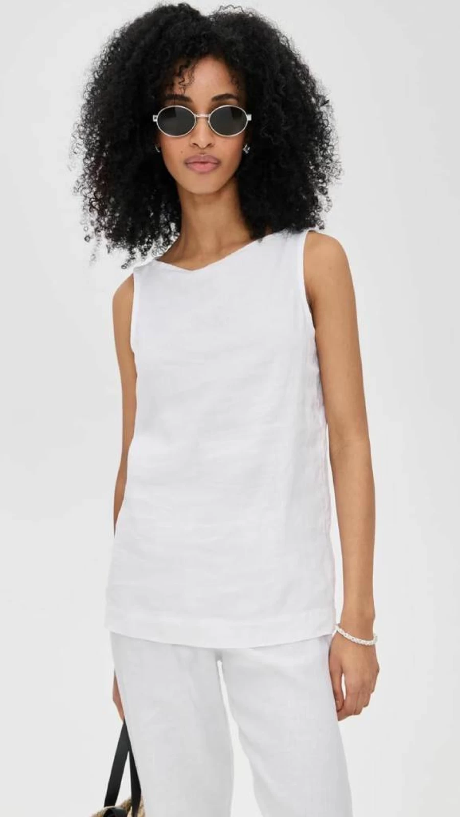 DONNI. Women's Linen Shell Tank Top - Breathable Summer Casual Sleeveless Blouse