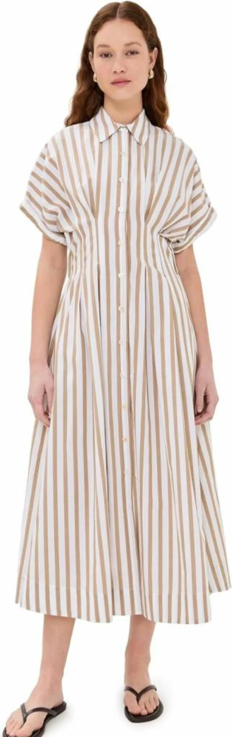 LE BOP Women's Roberta Button Down Shirt Dress - Casual Chic Flowy Style