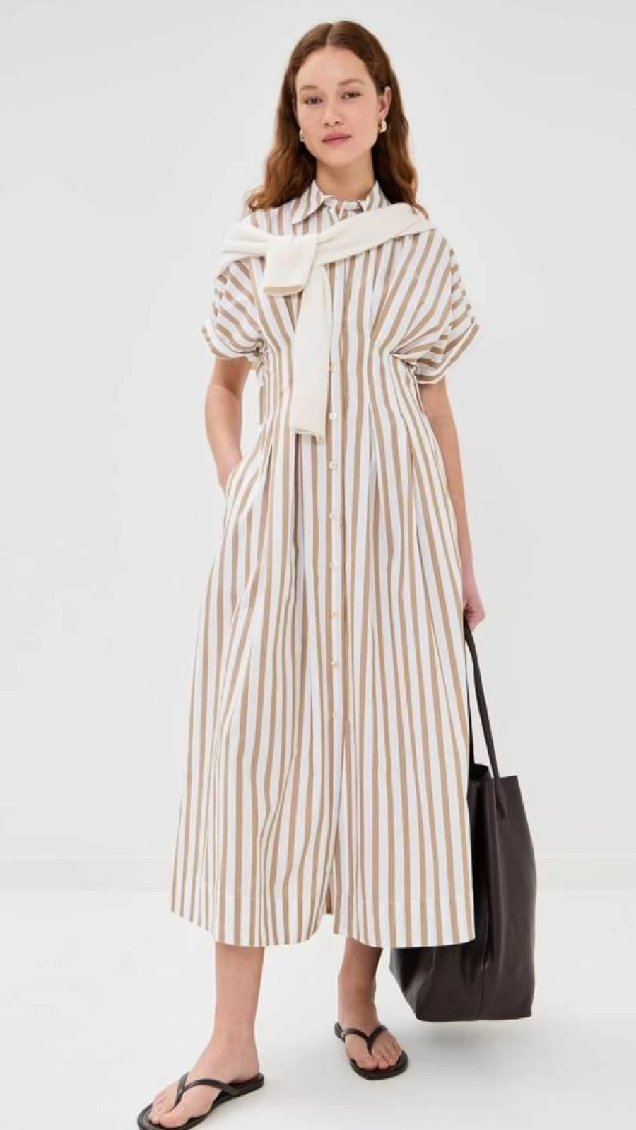 LE BOP Women's Roberta Button Down Shirt Dress - Casual Chic Flowy Style