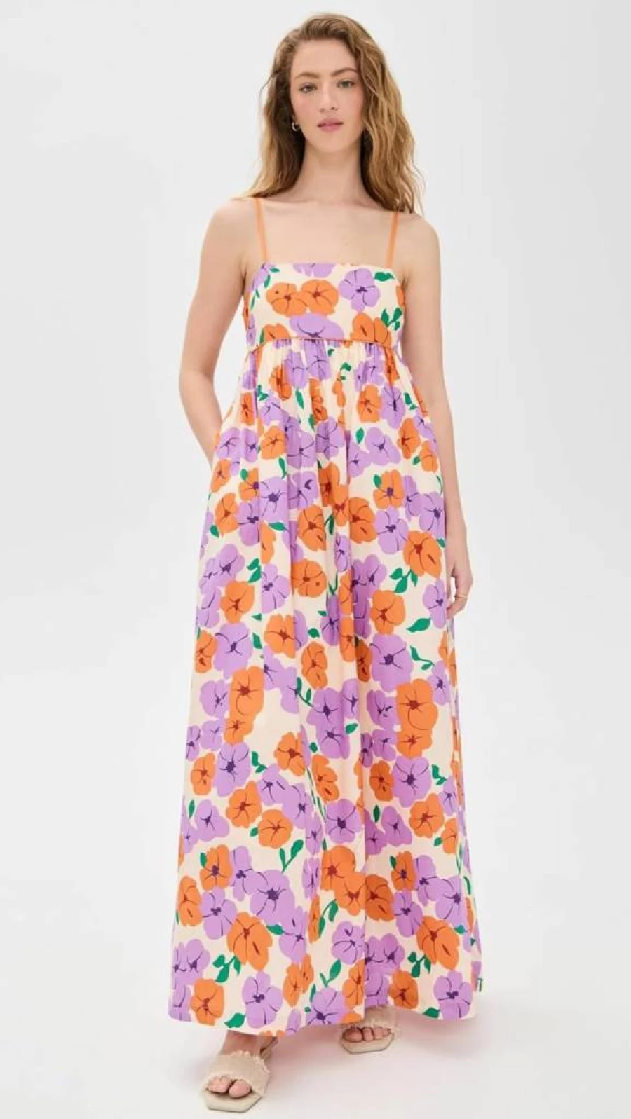 English Factory Women's Floral Print Empire Waist Long Maxi Dress