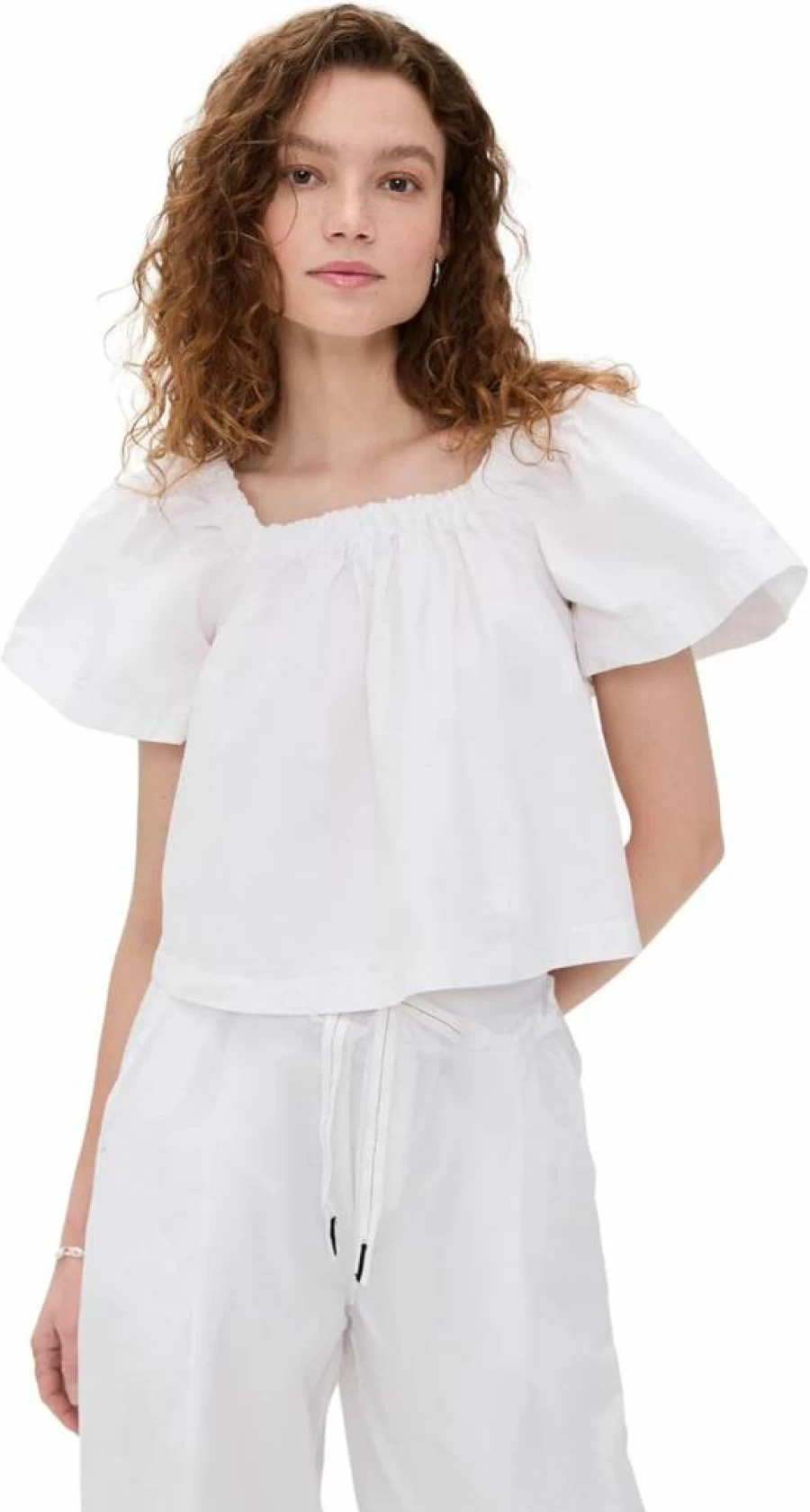 Stateside Women's Lightweight Poplin Swing Top - Casual Short Sleeve Blouse for Summer