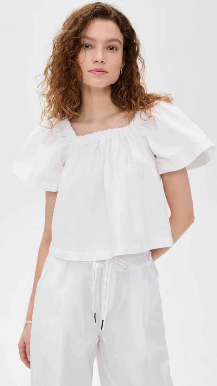 Stateside Women's Lightweight Poplin Swing Top - Casual Short Sleeve Blouse for Summer