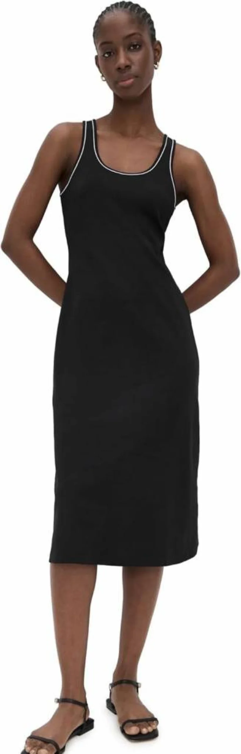 Theory Women's Ribbed Sleeveless Tank Dress - Slim Fit Stretch Knit Midaxi Dress