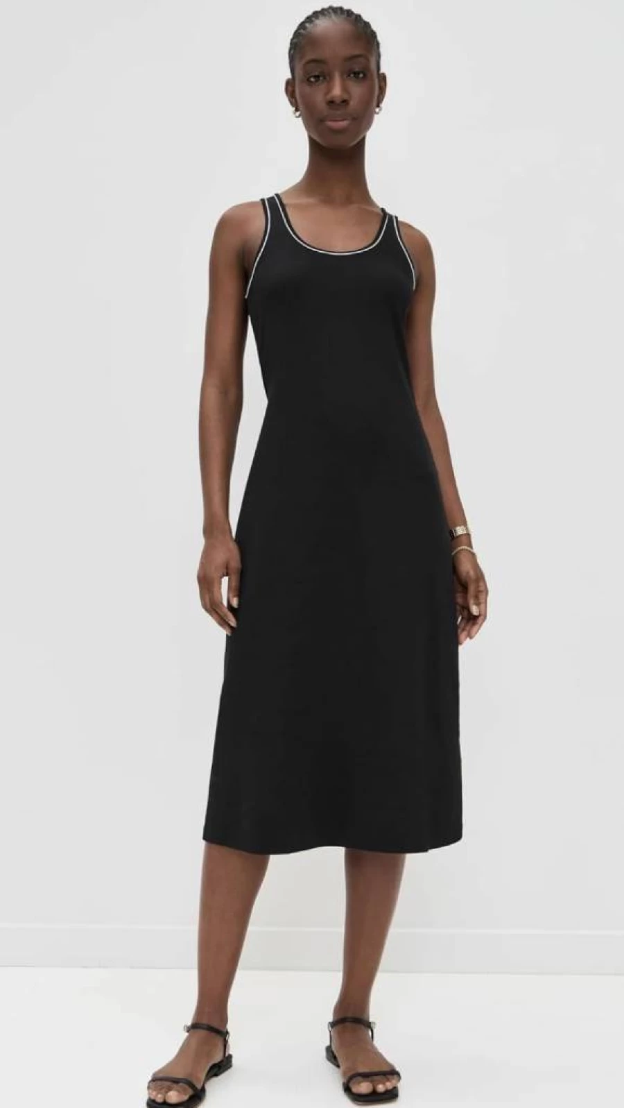 Theory Women's Ribbed Sleeveless Tank Dress - Slim Fit Stretch Knit Midaxi Dress