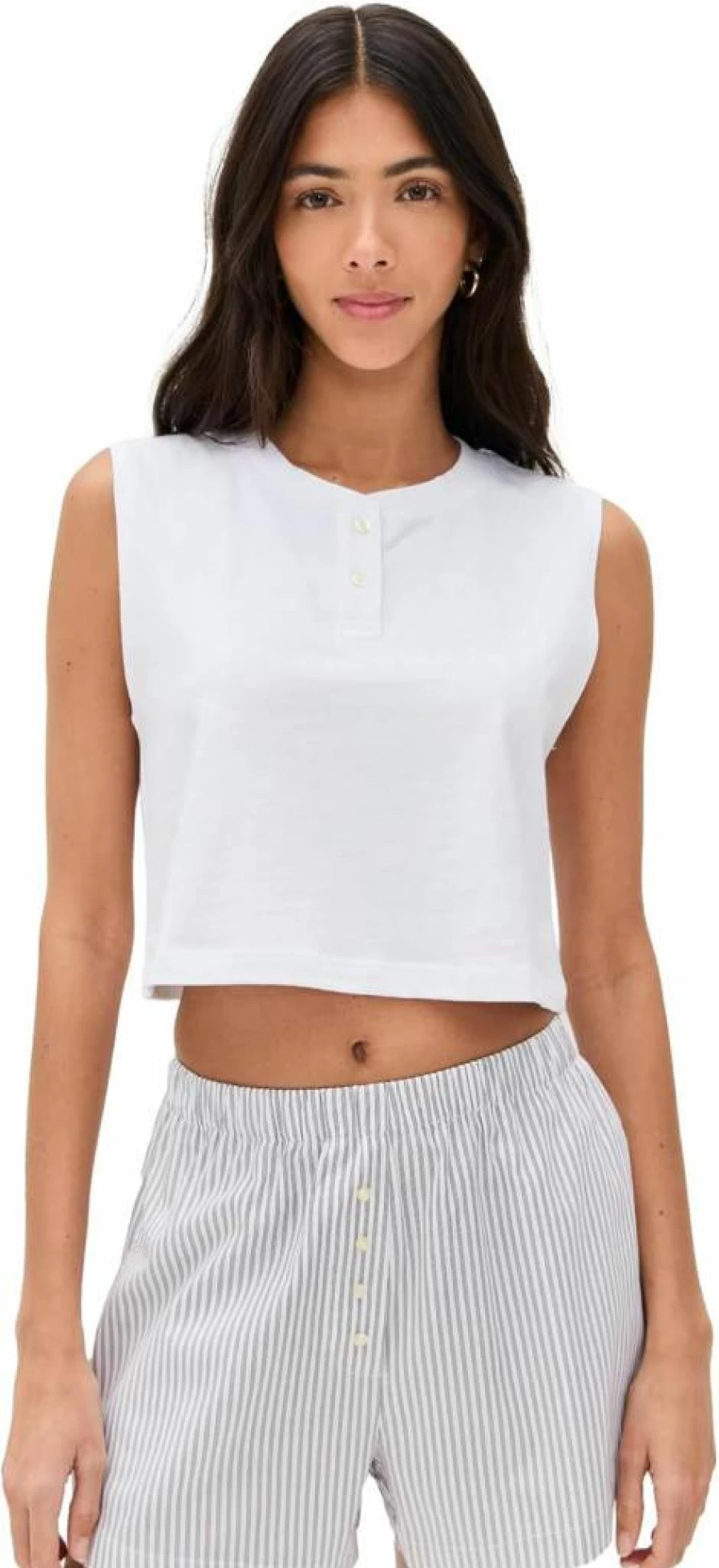Leset Women's Margo Sleeveless Henley Top - Casual Summer Blouse