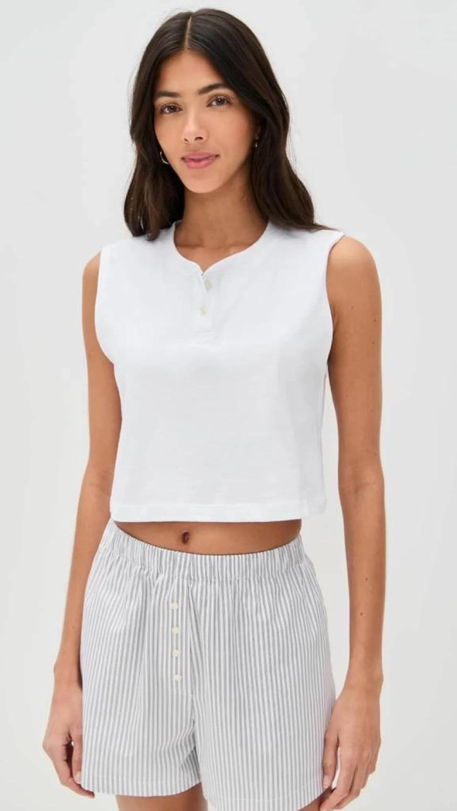 Leset Women's Margo Sleeveless Henley Top - Casual Summer Blouse