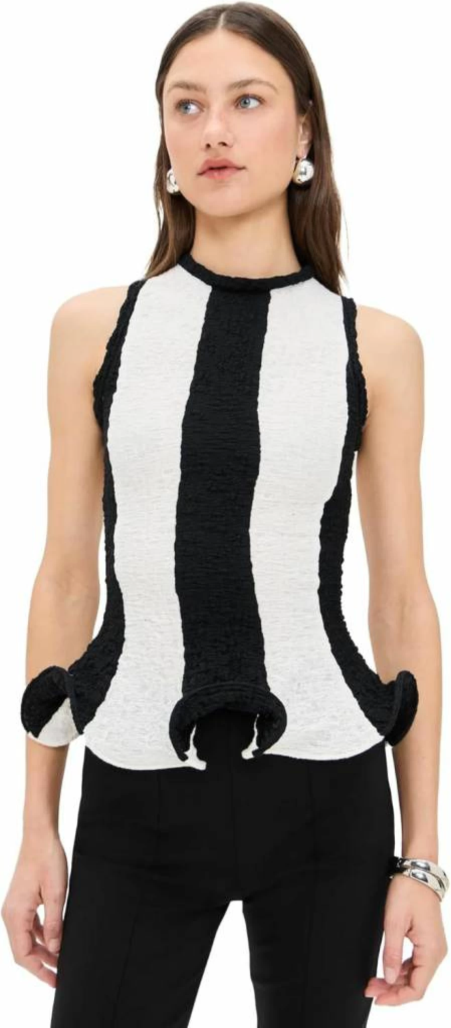 MSGM Women's Striped Sleeveless Top | Fashion Designer Casual Summer Blouse