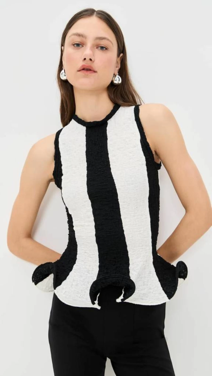 MSGM Women's Striped Sleeveless Top | Fashion Designer Casual Summer Blouse