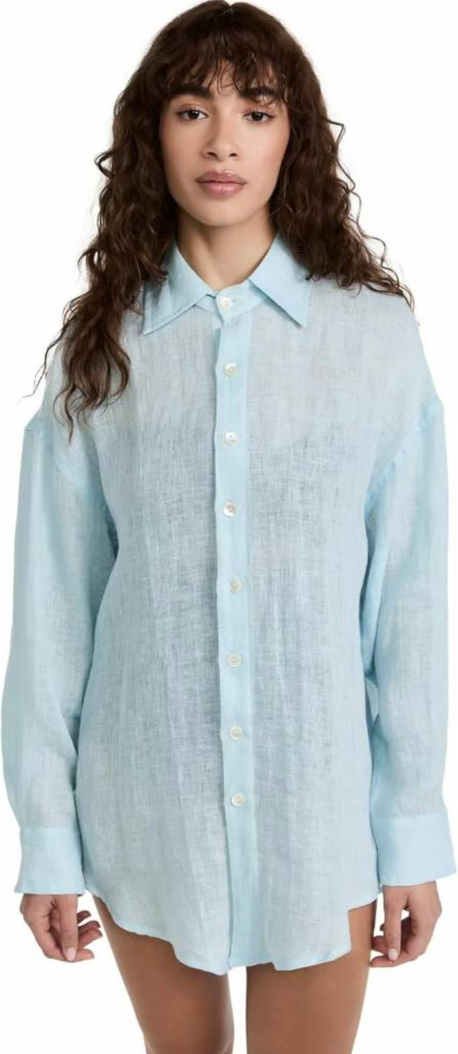 Vitamin A Women's Playa Linen Boyfriend Shirt - Swimwear Cover Up for Beach & Pool