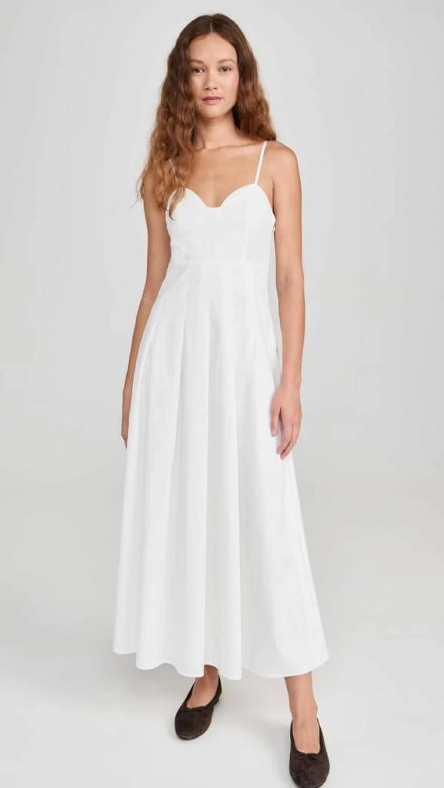 Line & Dot Women's Lace Midi Dress - Elegant Floral Embroidery A-Line Summer Dress