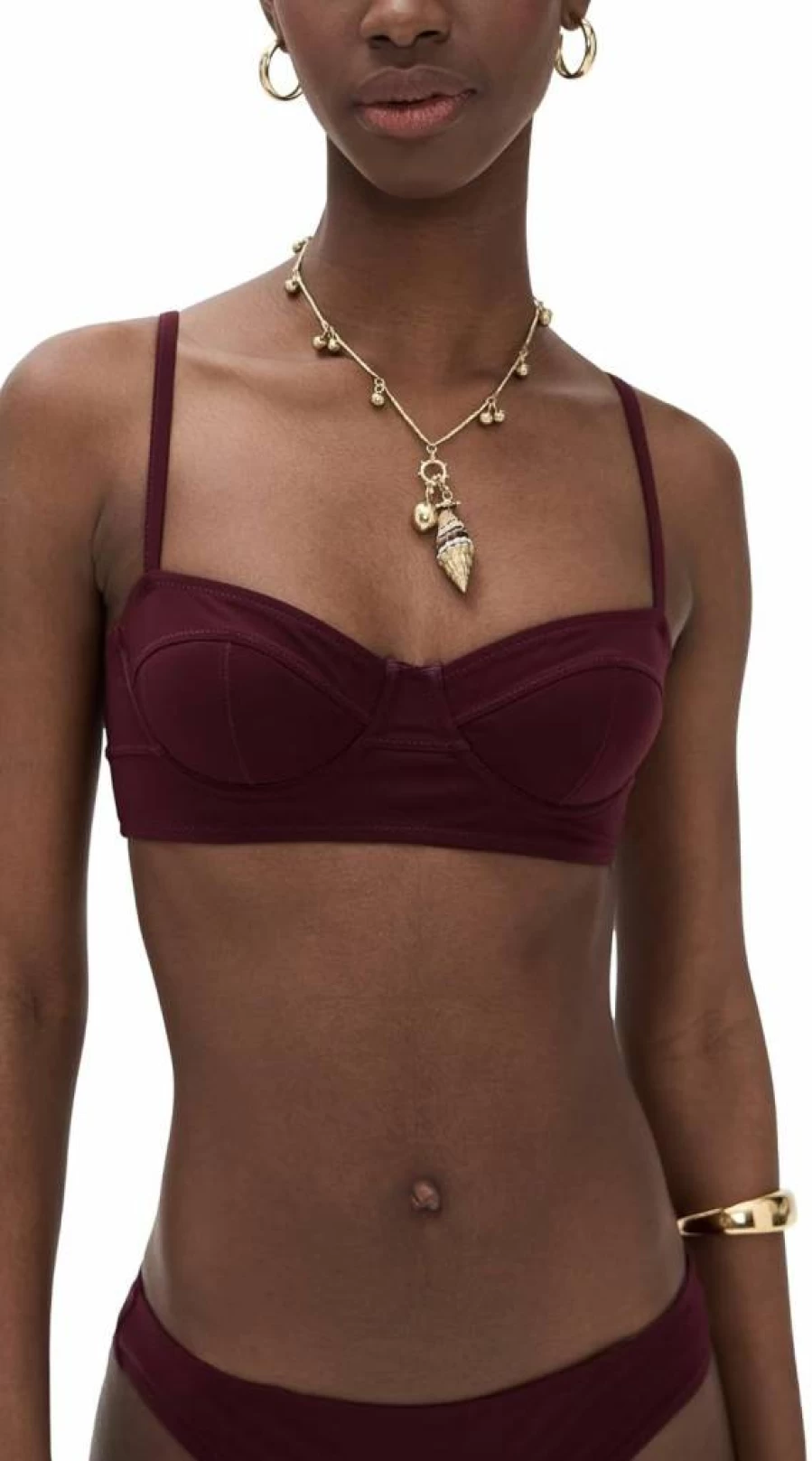 Ulla Johnson Zahara Bikini Top for Women - Floral Lace Bra Cup Swimwear