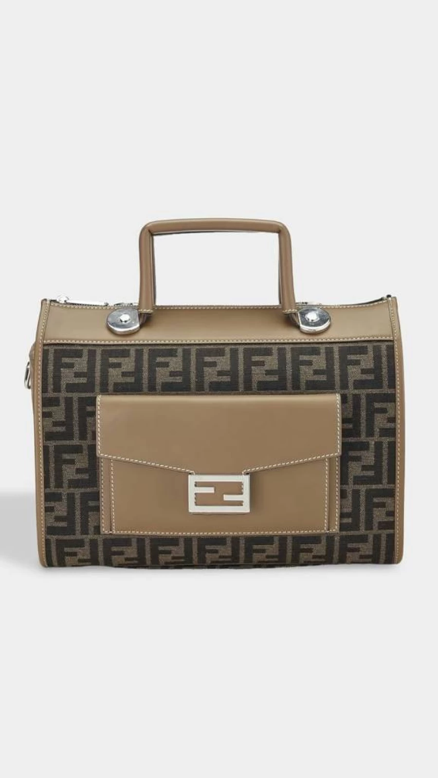 Fendi Pre-Owned Beige Zucca Monogram Soft Trunk Boston Bag Women's Luxury Handbag