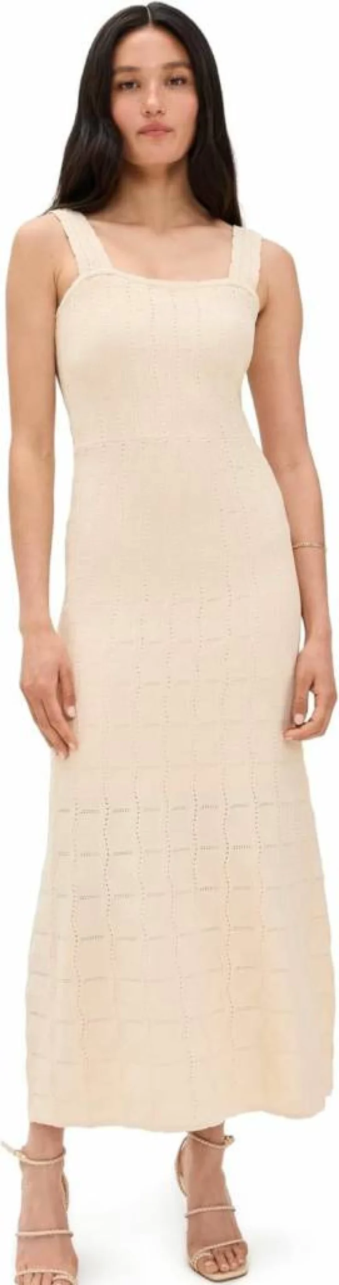 English Factory Women's Elegant Scallop Hem Knit Sleeveless Midi Dress - Summer Beach Casual Style